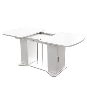 Redom JEDÁLENSKÝ stôl 120/160/80 cm rozkladací s úložným priestorom a striebornými nohami, Biela vyobraziť