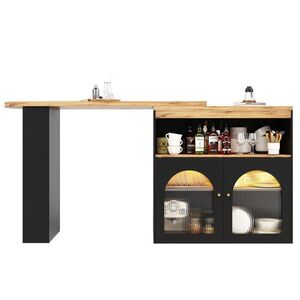 Redom BAROVÝ stôl 138-193/39/105 cm s LED osvetlením, úložným priestorom a 360° otáčaním, Čierna vyobraziť