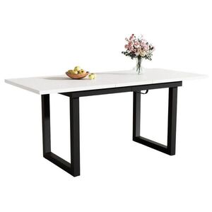 Redom JEDÁLENSKÝ stôl 140/180/80/75 cm, rozkladací, industriálny štýl, MDF a kov, Biela/Čierna vyobraziť