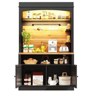 Redom PRÍBORNÍK 107/43/184 cm s LED osvetlením, USB napájaním, otvoreným úložným priestorom a ochranou proti prevráteniu, Čierna vyobraziť
