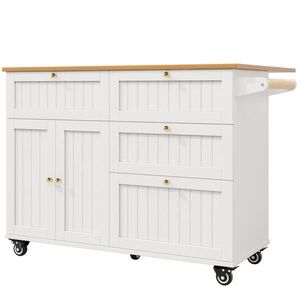 Redom KUCHYNSKÝ ostrovček 133/37, 3/88 cm z MDF s kolieskami, sklopnými dvierkami a úložným priestorom, Biela vyobraziť
