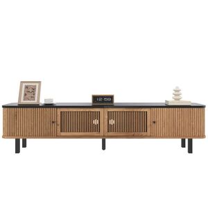 OKWISH TV stolík 190/35/45 cm v dekore duba z MDF a drevotriesky s posuvnými a mriežkovými dvierkami vyobraziť