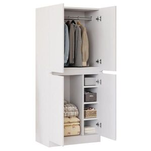 OKWISH ŠATNÍK 70/40/170 cm biely s dvojdverovým úložným priestorom z dreva a MDF vyobraziť