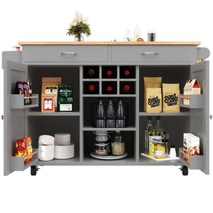 OKWISH KUCHYNSKÝ ostrovček 102/45/92 cm sivý z MDF a kovu s úložným priestorom a kolieskami vyobraziť