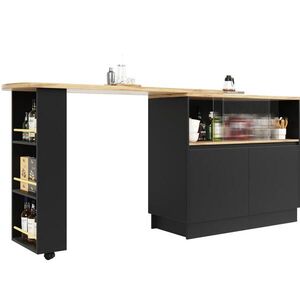 OKWISH BAROVÁ skrinka 90/45/100 cm čierna z MDF s 360° otočným dizajnom a sklenenými posuvnými dverami vyobraziť