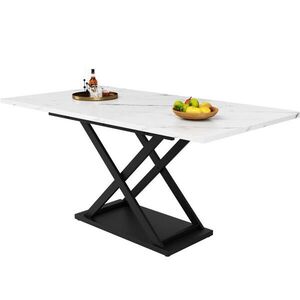 OKWISH JEDÁLENSKÝ stôl 120-160/80/75 cm bielo-čierny rozkladací z MDF a kovu vyobraziť