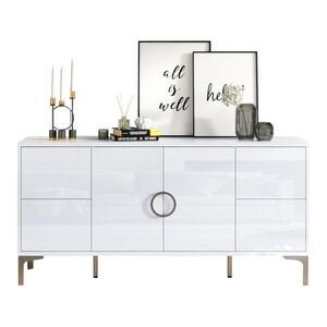 OKWISH KOMODA 150/38/59, 5 cm biela vo vysokom lesku z MDF so 4 zásuvkami a 2 dvierkami vyobraziť