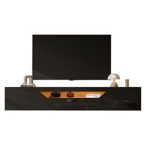 OKWISH TV skrinka 180/37/36 cm čierna a v dekore prírodného dreva s LED osvetlením z drevotriesky vyobraziť