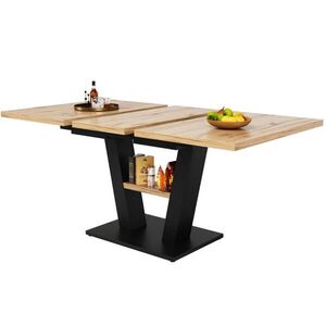 OKWISH JEDÁLENSKÝ stôl 118-157/70/75 cm čierna/prírodná rozkladací z MDF a kovu vyobraziť