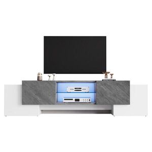 OKWISH TV stolík 180/40/46, 5 cm bielo-sivý s LED osvetlením a úložným priestorom z MDF vyobraziť
