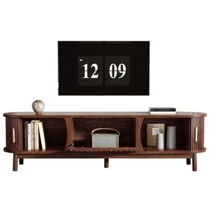 OKWISH TV stolík 165/39, 5/46 cm hnedý so posuvnými a výklopnými dvierkami z MDF vyobraziť