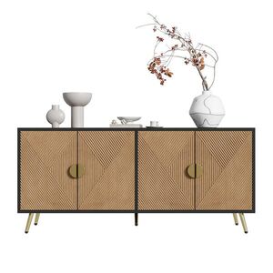 OKWISH KOMODA 160/40/75 cm čierna a v dekore dreva so 4 dverami, tlmeným zatváraním z MDF a drevotriesky vyobraziť