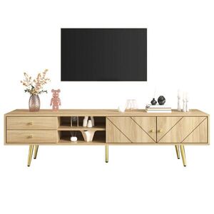 OKWISH TV skrinka 160/36/42 cm v dekore dreva z MDF a drevotriesky s 2 zásuvkami, 2 dvierkami a otvorenými priehradkami vyobraziť
