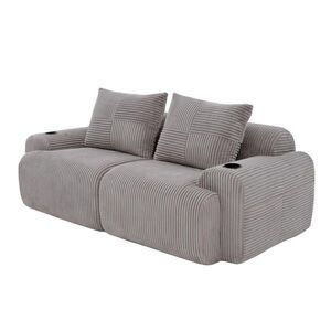 OKWISH POHOVKA pre 2 osoby 200/99/80 cm svetlosivá s držiakom na nápoje a bočným vreckom z menčestru vyobraziť