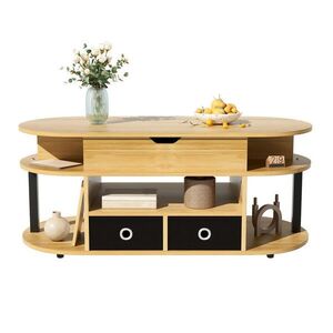 OKWISH KONFERENČNÝ stolík 105/50/45/60 cm čierny a v dekore dreva z drevotriesky s výklopnou doskou a úložným priestorom vyobraziť