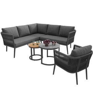 OKWISH ZÁHRADNÝ lounge set 114, 5/61/67 cm sivý modulárny 6-dielny z kovu s olefínovými vankúšmi vyobraziť