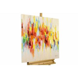 KUNSTLOFT RUČNE MAĽOVANÝ AKRYLOVÝ OBRAZ 80/80 cm, béžový, abstraktný geometrický motív vyobraziť