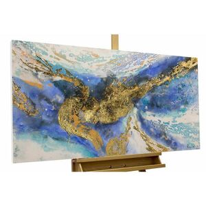 KUNSTLOFT RUČNE MAĽOVANÝ AKRYLOVÝ OBRAZ 120/60 cm, modrý/zlatý, zvierací motív vyobraziť