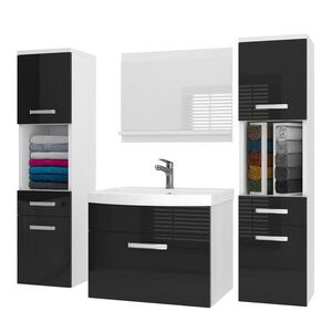 B BELINI GROUP BELINI Kúpeľňová súprava PRI P6 120 cm, čierna vysoký lesk – umývadlová skrinka so zrkadlom vyobraziť