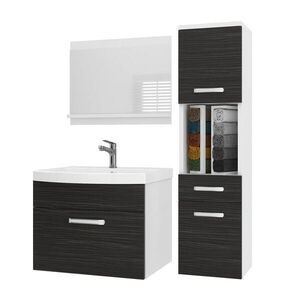 B BELINI GROUP BELINI Kúpeľňová súprava PRI M3 90 cm, ebenové drevo matné – umývadlová skrinka so zrkadlom vyobraziť