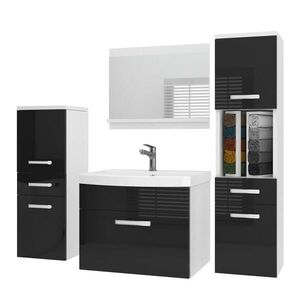 B BELINI GROUP BELINI Kúpeľňová súprava PRI P5 120 cm, čierna vysoký lesk – umývadlová skrinka so zrkadlom vyobraziť