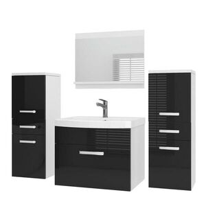 B BELINI GROUP BELINI Kúpeľňová súprava PRI P4 120 cm, čierna vysoký lesk – umývadlová skrinka so zrkadlom vyobraziť