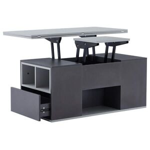 OKWISH KONFERENČNÝ stolík 100/51/47 cm sivý výškovo nastaviteľný z drevotriesky s úložným priestorom vyobraziť