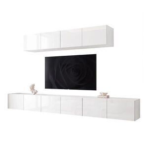 Idohome OBÝVACIA stena ANGEL III biela lesklá závesná s LED osvetlením 300 cm vyobraziť