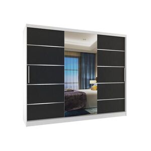 B BELINI GROUP BELINI Verona MBP – posuvné skrine, výška 232 cm, biela/čierna, matný povrch – šatník so zrkadlom a 4 zásuvkami, pre spálňu vyobraziť