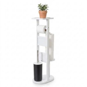 Relaxdays WC-SÚPRAVA biela bambus s poličkou 80 cm vyobraziť