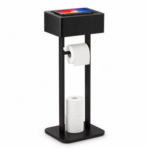 Relaxdays STOJAN Čierny na toaletný papier bambus s boxom vyobraziť
