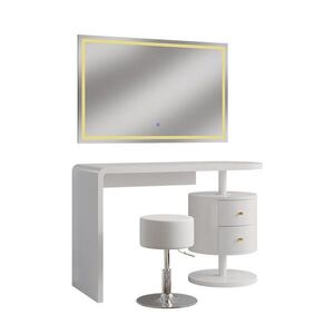 Vicco TOALETNÝ STOLÍK Lara, biely, 120 cm so zrkadlom LED a stoličkou vyobraziť