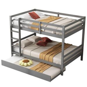 Redom POSCHODOVÁ posteľ 140/200 cm s výsuvným lôžkom, vysokými bočnicami a pevnými schodmi, Sivá vyobraziť