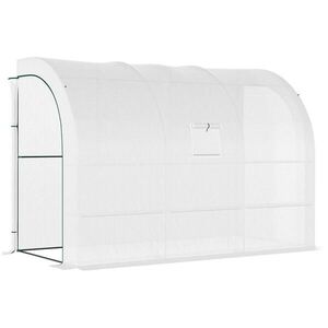 Modfu SKLENÍK z plastu 300x150x213 cm biely s regálmi, oknom a dverami na zips vyobraziť