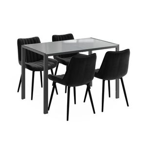 Vicco SÚPRAVA JEDÁLENSKÉHO STOLA Grand, Šedá, 120 x 70 cm so 4 stoličkami (čierne) vyobraziť