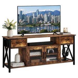 Relaxdays SKRINKA TV Hnedá Čierna industriálny 140 cm vyobraziť