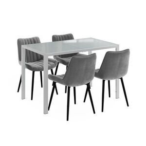 Vicco SÚPRAVA JEDÁLENSKÉHO STOLA Grand, biely, 120 x 70 cm so 4 stoličkami (sivé) vyobraziť