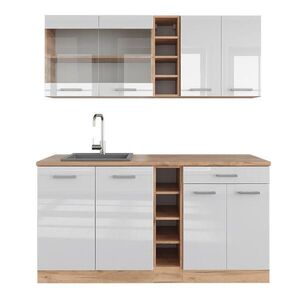 Vicco JEDNOLÔŽKOVÁ KUCHYŇA R-Line Biely vysoký lesk/dub Goldkraft 160 cm bez pracovnej dosky vyobraziť
