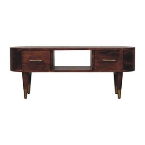 Artisan Furniture MEDIÁLNA konzola s povrchovou úpravou Wine-Wood-Oak, 2 zásuvky, 1 otvorená polica, tmavohnedá vyobraziť