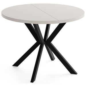 WFL GROUP OKRUHLY Rozkladaci Jedalensky Stol - Loft Styl s Kovovymi Nohami - 100 az 180 cm - Industrialny Stol - Kasmirova Bezova Siva - 100 cm vyobraziť