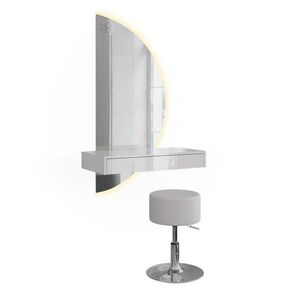 Vicco TOALETNÝ STOLÍK Sherry, Biely vysoký lesk, 81.4 cm s LED zrkadlom a stoličkou, vpravo vyobraziť