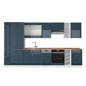 Vicco KUCHYNSKÝ KÚT Fame-Line Tmavomodrá vysoký lesk/biela 355 cm , AP Oak vyobraziť