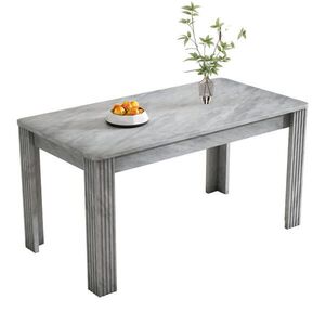 Modfu JEDÁLENSKÝ stôl z drevotriesky 116x65x75 cm sivý s drevenou kresbou, stabilnými nohami, veľkou odkladacou plochou vyobraziť