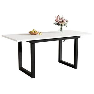 Modfu ROZŤAHOVACÍ jedálenský stôl z MDF 180x80x75 cm bielo-čierny v industriálnom štýle s pevnou oceľovou konštrukciou vyobraziť