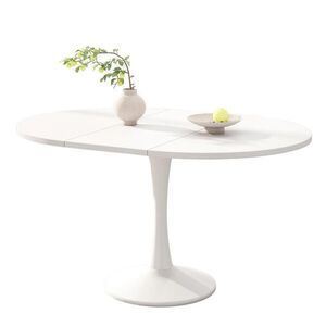 Modfu OKRÚHLY rozkladací jedálenský stôl z MDF 140x100x75 cm biely s priestorovo úsporným dizajnom a ľahkou údržbou vyobraziť