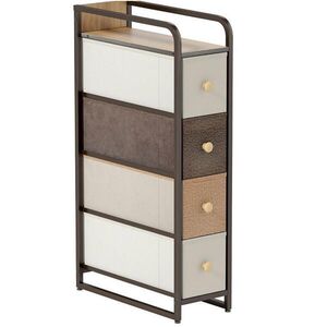 Modfu KOMODA z netkanej textílie 20x47x84, 5 cm viacfarebná s 4 zásuvkami, oceľovým rámom a protišmykovou stabilitou vyobraziť