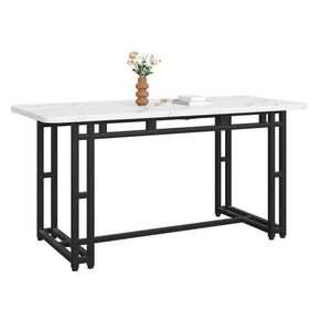 Modfu JEDÁLENSKÝ stôl z MDF 140x80x74 cm čierny/biely s kovovými nohami, moderný ľahký luxusný dizajn vyobraziť