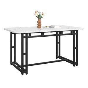Modfu JEDÁLENSKÝ stôl z MDF 120x70x74 cm čierny a biely s čiernymi kovovými nohami, moderný ľahký luxus vyobraziť