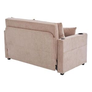 Modfu ROZKLADACIA pohovka z chenille 139x73x83 cm khaki s úložným vreckom, 4 vankúšmi a úsporným dizajnom vyobraziť