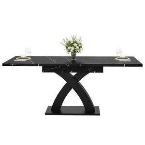Modfu ROZKLADACÍ jedálenský stôl z MDF a kovu 160x80x76 cm čierny s X-konštrukciou a skrytým výsuvom vyobraziť